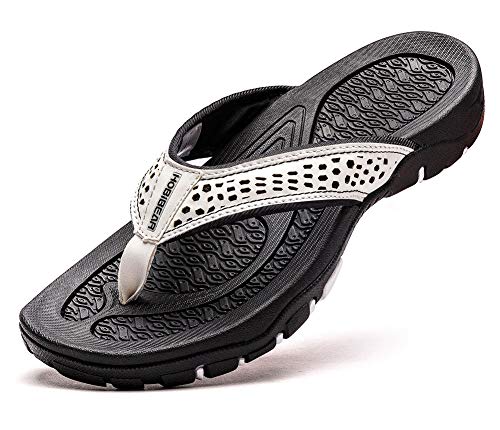 ChayChax Chanclas Hombre Sandalias Deportivo de Playa y Piscina Verano Zapatillas Flip Flops con Suela de Goma,Blanco,44 EU