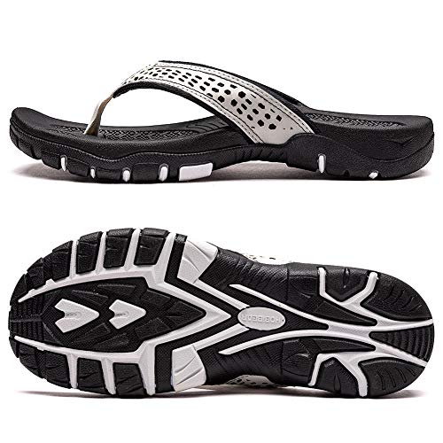 ChayChax Chanclas Hombre Sandalias Deportivo de Playa y Piscina Verano Zapatillas Flip Flops con Suela de Goma,Blanco,44 EU