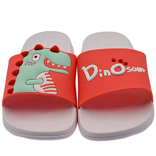 ChayChax Zapatillas de Baño para Niños Ligero Bañarse Chanclas de Casa Suave Zapatos de Playa y Piscina para Niña Niño,Rosa Rojo,27/28 EU