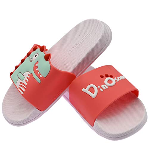 ChayChax Zapatillas de Baño para Niños Ligero Bañarse Chanclas de Casa Suave Zapatos de Playa y Piscina para Niña Niño,Rosa Rojo,27/28 EU