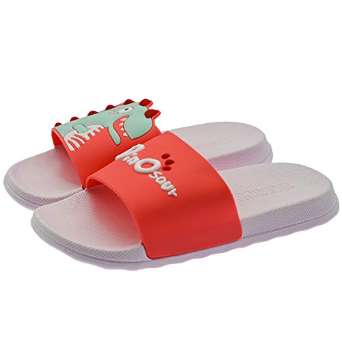 ChayChax Zapatillas de Baño para Niños Ligero Bañarse Chanclas de Casa Suave Zapatos de Playa y Piscina para Niña Niño,Rosa Rojo,27/28 EU