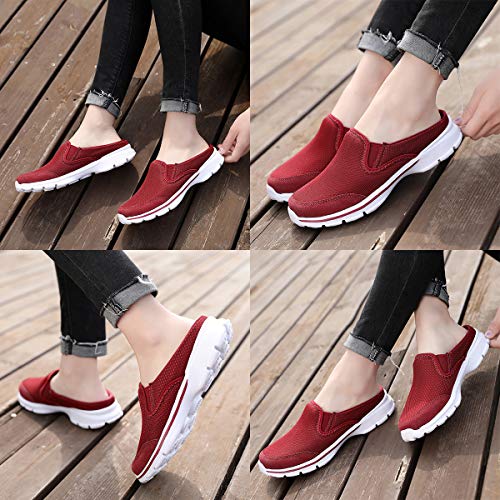 ChayChax Zapatillas de Estar por Casa para Mujer Hombre Zuecos Cómodos Suave Pantuflas de Interior Exterior Antideslizante Ligero Planos Zapatos de Casa, Rojo, 41 EU