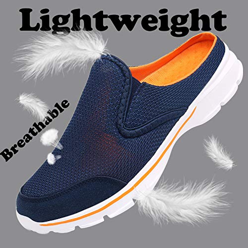 ChayChax Zapatillas de Estar por Casa para Mujer Hombre Zuecos Cómodos Suave Pantuflas de Interior Exterior Antideslizante Ligero Planos Zapatos de Casa, Azul Naranja, 37 EU
