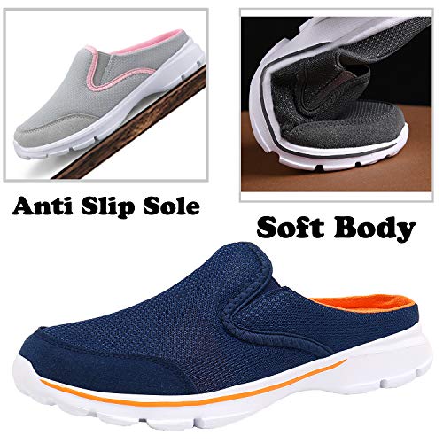 ChayChax Zapatillas de Estar por Casa para Mujer Hombre Zuecos Cómodos Suave Pantuflas de Interior Exterior Antideslizante Ligero Planos Zapatos de Casa, Azul Naranja, 37 EU