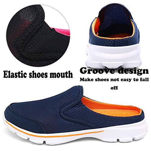 ChayChax Zapatillas de Estar por Casa para Mujer Hombre Zuecos Cómodos Suave Pantuflas de Interior Exterior Antideslizante Ligero Planos Zapatos de Casa, Azul Naranja, 37 EU