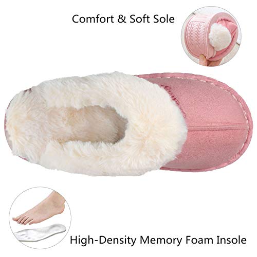 ChayChax Zapatillas de piel de cordero Mujeres Zapatillas de casa Zapatillas de cabaña Zapatos de invierno antideslizantes para hombres Rosa 39/40 EU = Fabricante 40/41