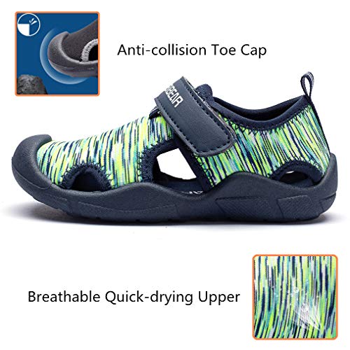 ChayChax Zapatos de Agua para Niños Sandalias con Punta Cerrada de Deportivo Secado Rápido Zapatillas de Playa Piscina Natación, Verde, 28 EU