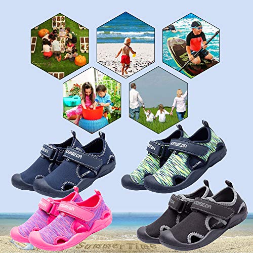 ChayChax Zapatos de Agua para Niños Sandalias con Punta Cerrada de Deportivo Secado Rápido Zapatillas de Playa Piscina Natación, Verde, 28 EU