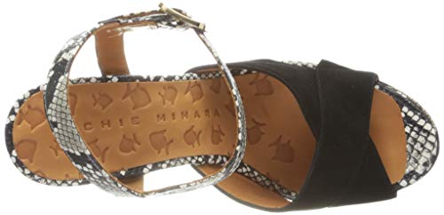 Chie Mihara AILA, Sandalia con Pulsera Mujer, Negro (Ante Negro Ante Negro Mambo Natur Ante Negro Ante Negro Mambo Natur), 41 EU