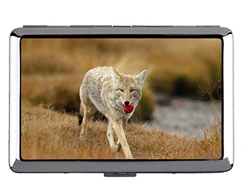 Cigarrillo, Estuche rígido y Soporte, Tarjeta de Acero Inoxidable Vinilo Lobo Animal