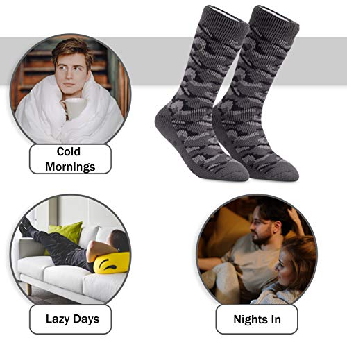 CityComfort Calcetines Antideslizantes Hombre, Calcetines Hombre Invierno, Calcetines Para Casa Forro Suave, Regalos Originales Para Hombre Adolescente (Gris)