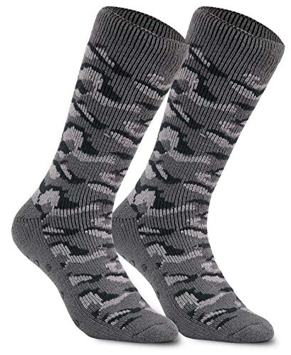 CityComfort Calcetines Antideslizantes Hombre, Calcetines Hombre Invierno, Calcetines Para Casa Forro Suave, Regalos Originales Para Hombre Adolescente (Gris)