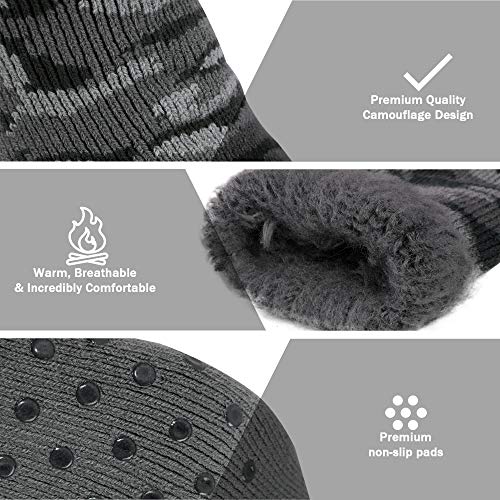 CityComfort Calcetines Antideslizantes Hombre, Calcetines Hombre Invierno, Calcetines Para Casa Forro Suave, Regalos Originales Para Hombre Adolescente (Gris)