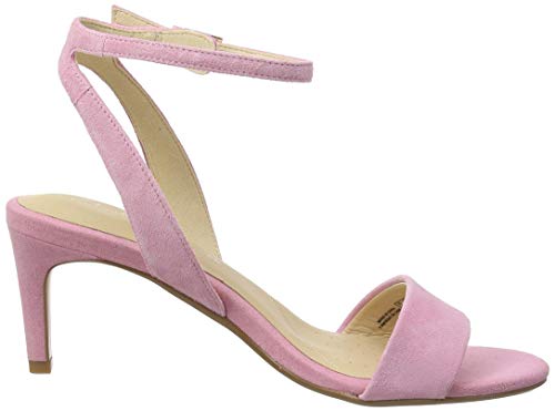 Clarks Amali Jewel, Zapatos con Tacon y Correa de Tobillo para Mujer, Rosa (Pink Suede Pink Suede), 39.5 EU