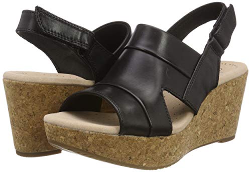 Clarks Annadel Ivory, Sandalias de Talón Abierto Mujer, Negro (Black Leather-), 39.5 EU