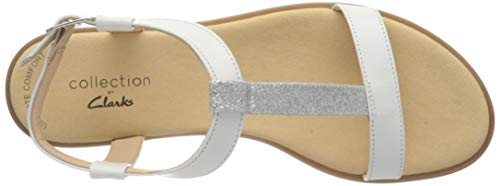 Clarks Bay Rosa, Sandalias con Tira Vertical Mujer, Blanco (White Combi White Combi), 42 EU