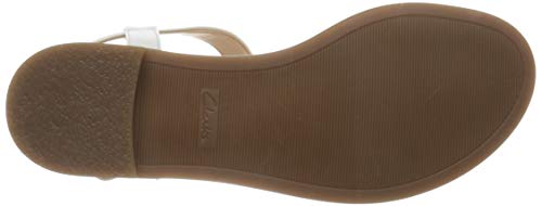 Clarks Bay Rosa, Sandalias con Tira Vertical Mujer, Blanco (White Combi White Combi), 42 EU