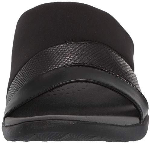 Clarks Brio Surf, Sandalias deslizantes para Mujer, Textil Negro metálico, 37 EU