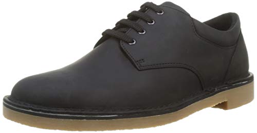 Clarks Bushacre 3 Lo, Oxford Plano Hombre, Negro (Cuero Negro), 42.5 EU
