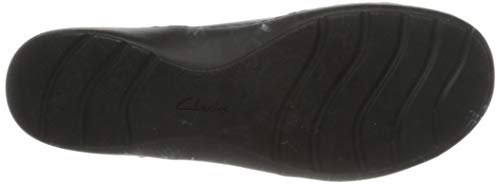 Clarks Cora Abby, Mocasín Plano Mujer, Piel sintética Combi de Color Negro, 37.5 EU