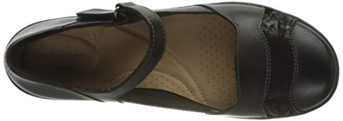 Clarks Cora Abby, Mocasín Plano Mujer, Piel sintética Combi de Color Negro, 37.5 EU