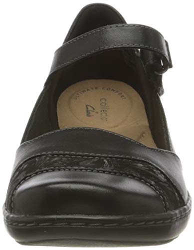 Clarks Cora Abby, Mocasín Plano Mujer, Piel sintética Combi de Color Negro, 37.5 EU
