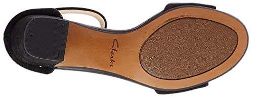 Clarks Deva Mae, Zapatos con Tacon y Correa de Tobillo Mujer, Negro (Black Suede-), 37 EU