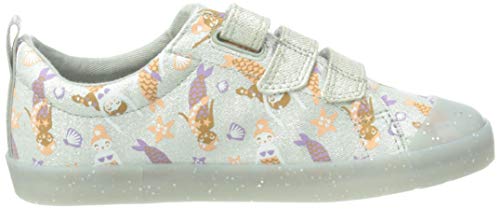 Clarks Foxing Print K, Zapatillas, Color Plateado, 30 EU