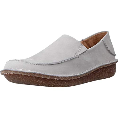 Clarks Funny Go, Mocasines para Mujer, Gris (Light Grey Nub Light Grey Nub), 36 EU