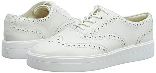 Clarks Hero, Zapatos de Cordones Brogue Mujer, Blanco (White Leather White Leather), 40 EU
