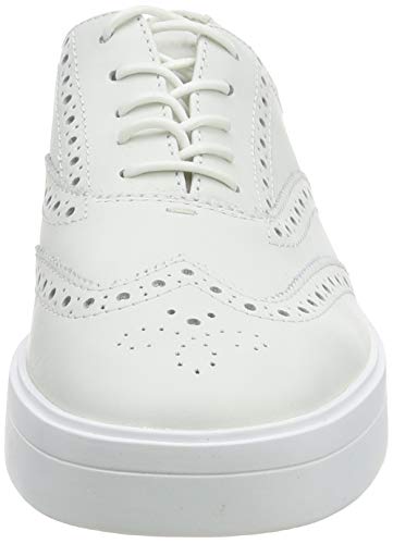 Clarks Hero, Zapatos de Cordones Brogue Mujer, Blanco (White Leather White Leather), 40 EU
