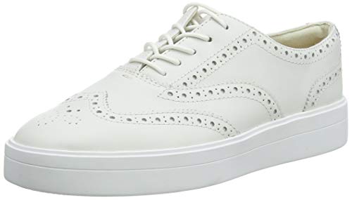 Clarks Hero, Zapatos de Cordones Brogue Mujer, Blanco (White Leather White Leather), 40 EU