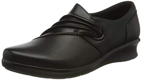 Clarks Hope Shine, Mocasn Mujer, Piel Negra, 39 EU