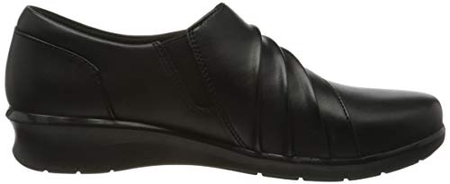 Clarks Hope Shine, Mocasn Mujer, Piel Negra, 39 EU
