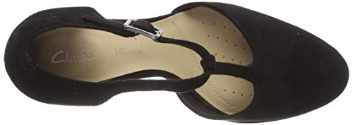 Clarks Kaylin85 Tbar, Zapatos de Tacón Mujer, Negro (Black SDE Black SDE), 38 EU