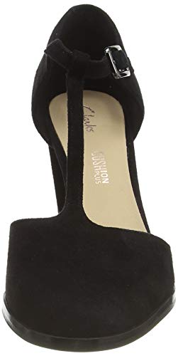 Clarks Kaylin85 Tbar, Zapatos de Tacón Mujer, Negro (Black SDE Black SDE), 38 EU