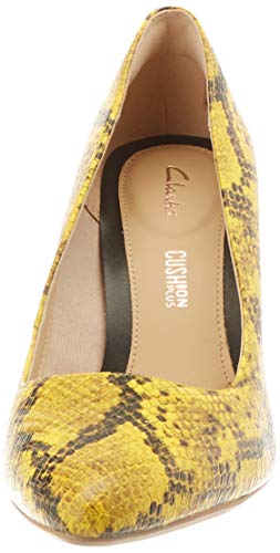 Clarks Laina RAE, Zapatos de Tacón Mujer, Amarillo (Yellow Snake Yellow Snake), 37 EU