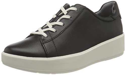 Clarks Layton Pace, Zapatillas Mujer, Piel Negra, 42 EU