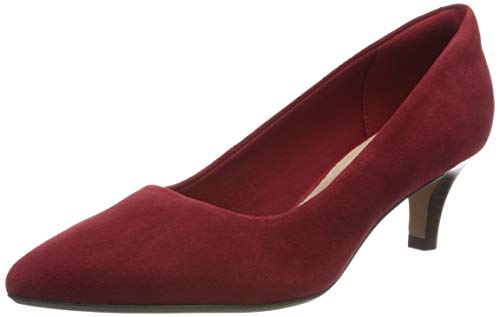 Clarks Linvale Jerica, Bomba Mujer, Color Rojo Oscuro Y de Ante Rojo Oscuro, 40 EU