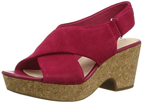 Clarks Maritsa Lara, Sandalias de Talón Abierto Mujer, Rosa (Fuchsia Suede Fuchsia Suede), 38 EU