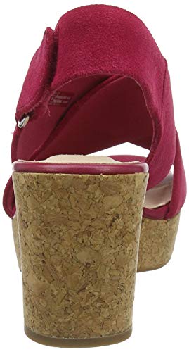 Clarks Maritsa Lara, Sandalias de Talón Abierto Mujer, Rosa (Fuchsia Suede Fuchsia Suede), 38 EU