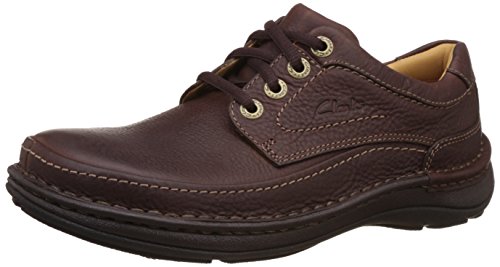 Clarks Nature Three 20339005 - Zapatos casual de cuero nobuck para hombre, color marrón (Mahogany Leather), talla 42