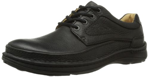 Clarks Nature Three - Zapatos con cordones Derby para hombre, Black Leather, 41.5