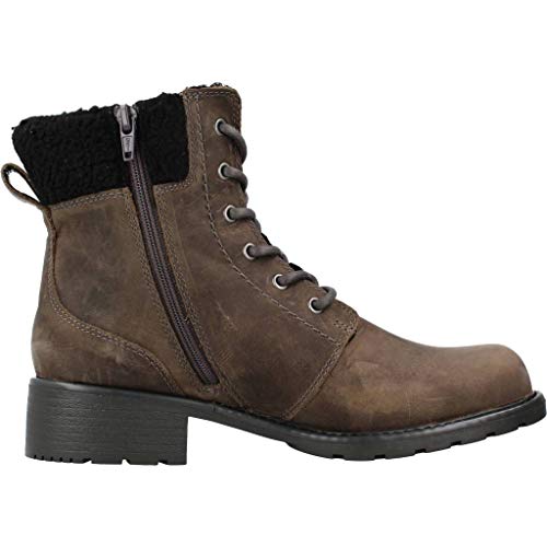 Clarks Orinoco Dusk, Botas Estilo Motero Mujer, Gris (Dark Grey Lea Dark Grey Lea), 39 EU