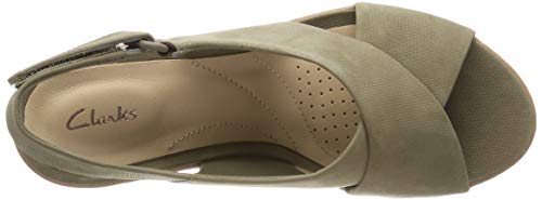 Clarks Palm Candid, Sandalia con Pulsera Mujer, Verde (Olive Nubuck-), 38 EU