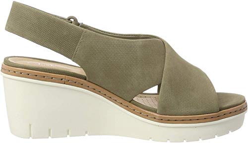 Clarks Palm Candid, Sandalia con Pulsera Mujer, Verde (Olive Nubuck-), 38 EU