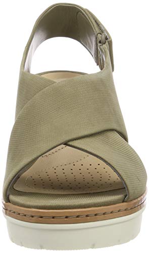 Clarks Palm Candid, Sandalia con Pulsera Mujer, Verde (Olive Nubuck-), 38 EU
