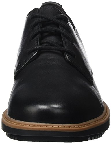 Clarks Raisie Bloom, Derby Mujer, Negro (Black Leather), 38 EU