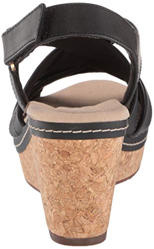 Clarks Sandalias de cuña Annadel Rayna para mujer, negro (Cuero negro), 42 EU