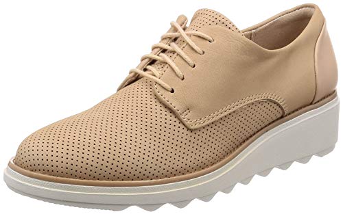 Clarks Sharon Crystal, Zapatos de Cordones Derby Mujer, Beige (Nude-), 39 EU